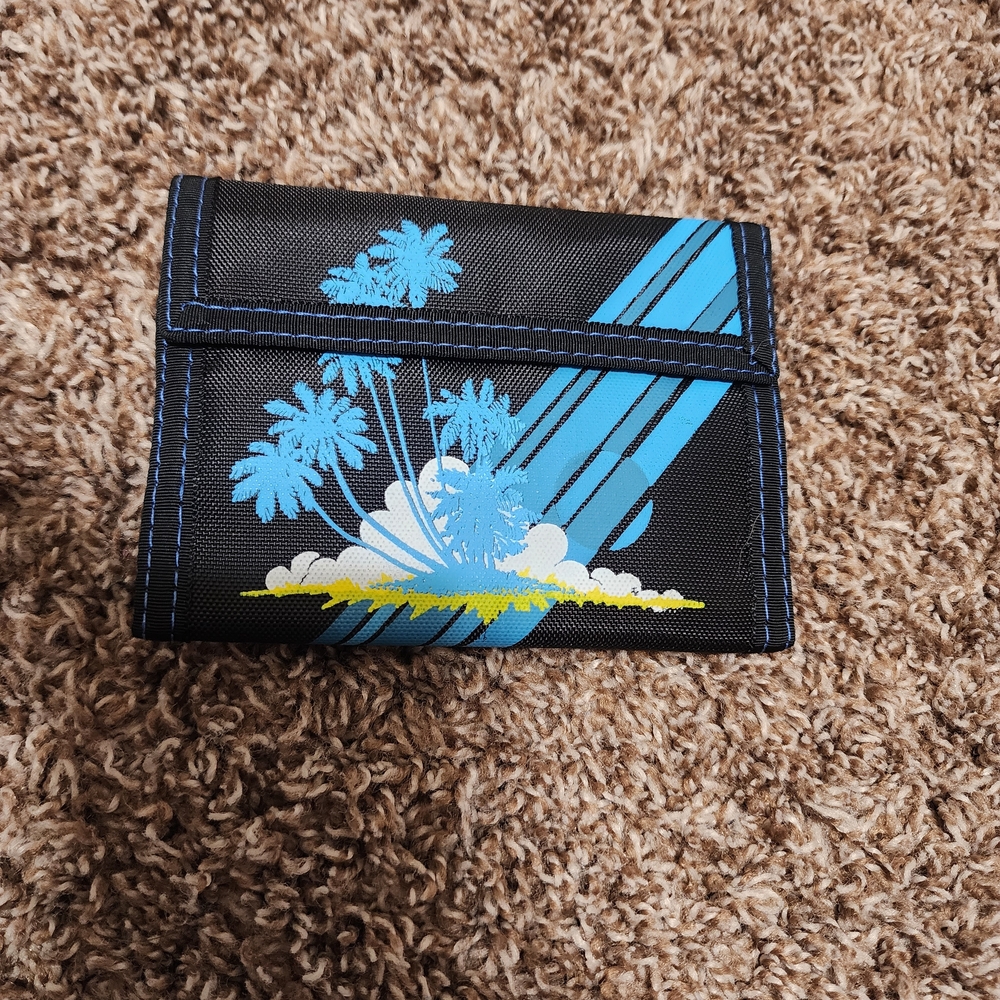 Nylon Wallet Vintage 1980s Rare Star Black Hook And Loop